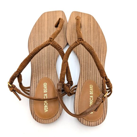 Veronica Beard Amelia Ankle Strap Thong Slingback Sandals Carmel Size US6.5M - Picture 6 of 12